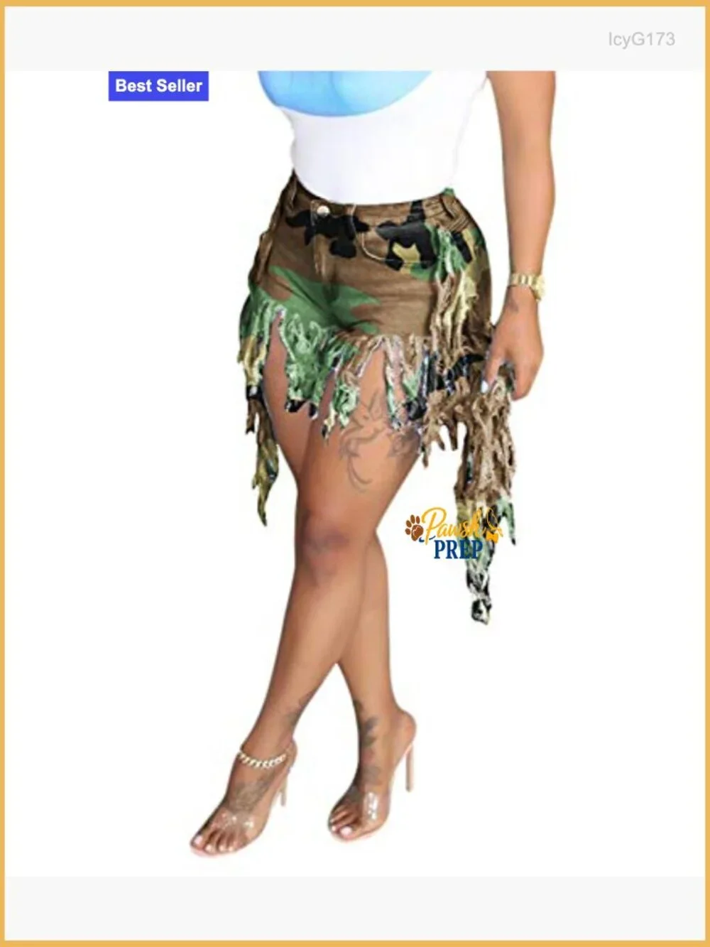 High Waisted Stretchy Raw Hem Denim Shorts with Tassels